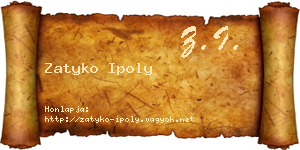 Zatyko Ipoly névjegykártya